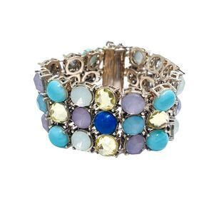 Triple Row Goldtone Flexible Beaded Bracelet